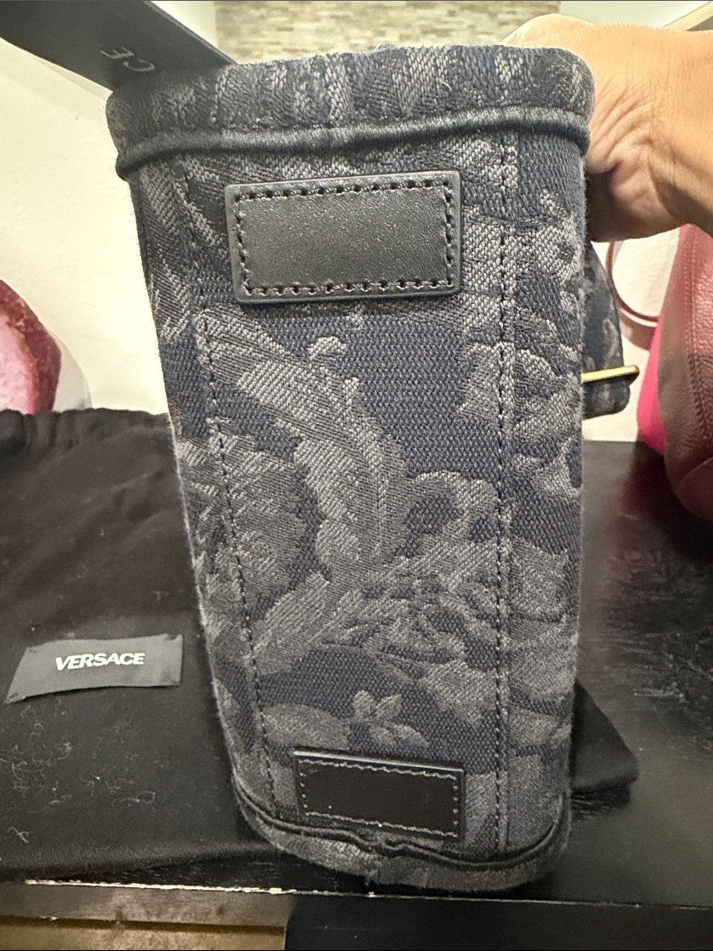Versace Black Jacquard Mini Tote with Milano Patch - Picture 4 of 5